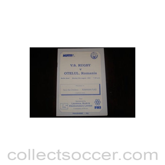 1991 - Rugby v OTELUL, Romania official programme 05/08/1991, Semi-Professional International