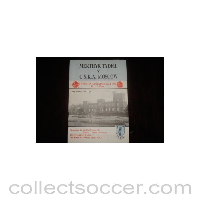 1990 - Merthyr Tydfil v CSKA Moscow official programme 22/11/1990, Semi-Professional International