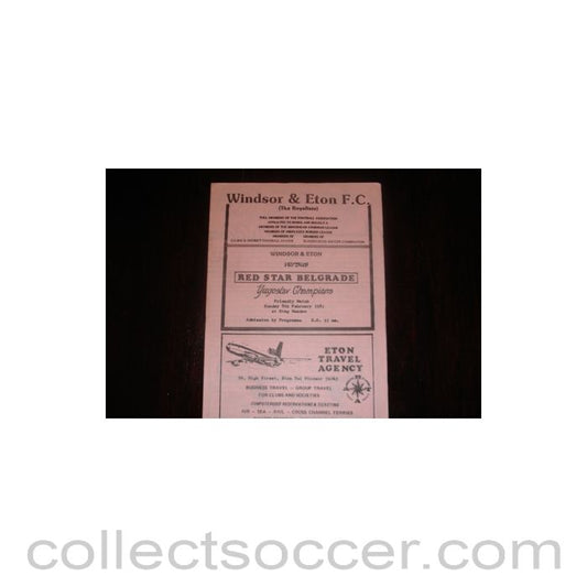 1981 - Windsor & Eton v Red Star, Belgrade official programme 08/02/1981, Semi-Professional International