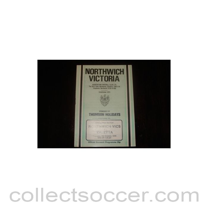 1979 - Northwich Victoria v Valetta official programme 04/10/1979, Semi-Professional International