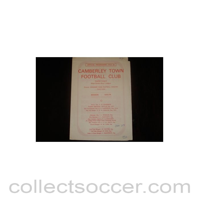 1973 - Camberley Town v Sucy, France official programme of Season 1973-1974, Semi-Professional International