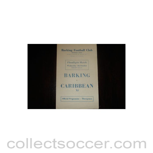 Barking v Caribbean XI official programme Semi-Professional International