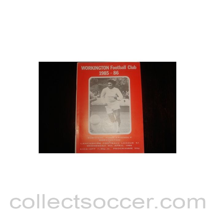 1986 - Workington v Lancashire Football League XI official programme 09/04/1986