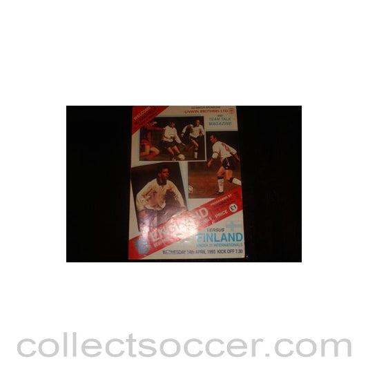 1993 - England v Finland official programme 14/04/1993 Semi-Professional International