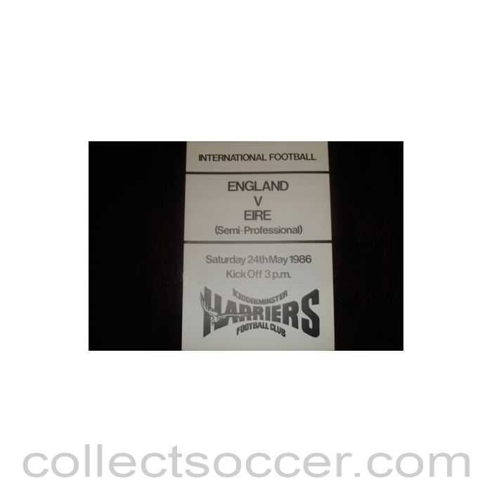 1986 - England v EIRE official programme 26/05/1986 Semi-Professional International