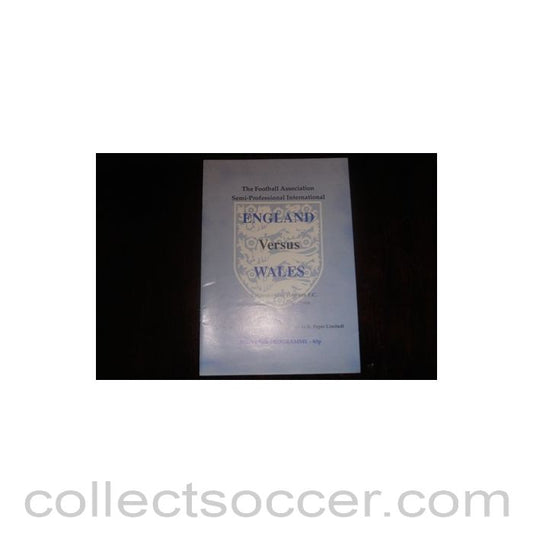 1989 - England v Wales official programme 21/03/1989 Semi-Professional