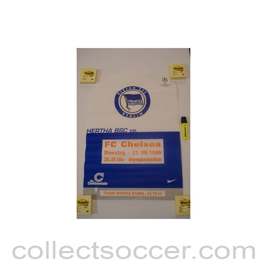1999 - Hertha Berlin v Chelsea poster 21/09/1999 Champions League