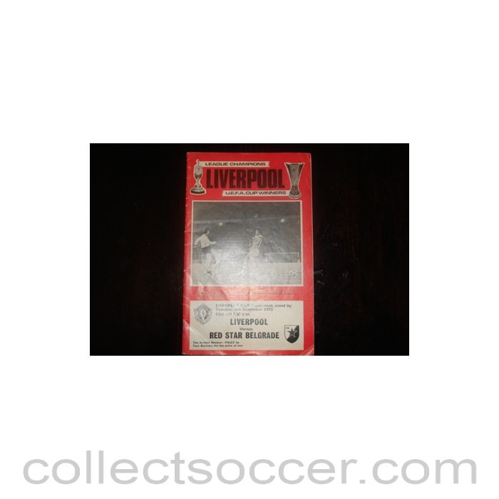 1973 - Liverpool v Red Star Belgrade official programme 06/11/1973 European Cup