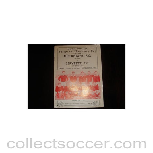 1961 - 1961Hibernian, Malta v Servette, Switzerland official programme 20/09/1961