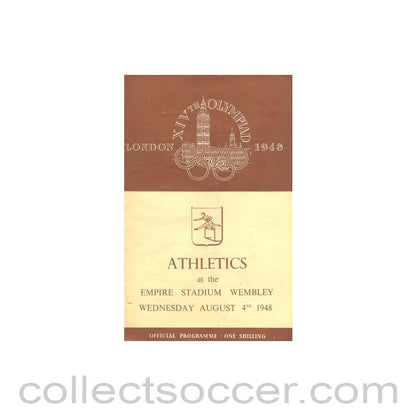 1948 XIVth Olympiad London Empire Stadium Wembley official programme 04/08/1948
