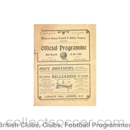 1908 - Arsenal v Bolton official programme 04/04/1908 Very Rare!