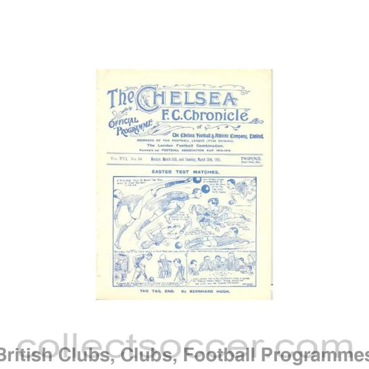 1921 - Chelsea Reserves v Tottenham Hotspur Reserves andChelsea v Aston Villa official programme 29/03/1921
