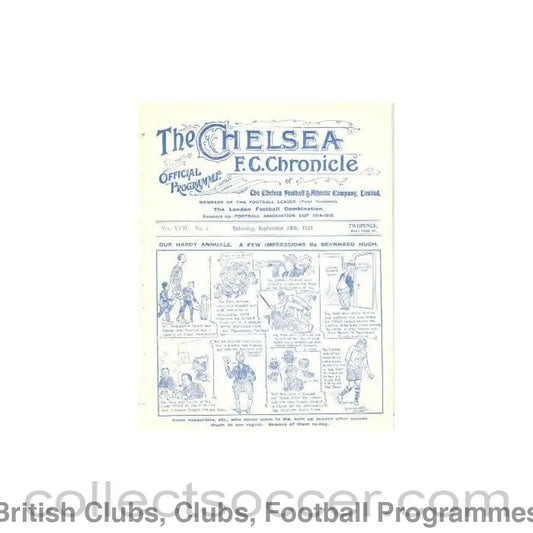 1921 - Chelsea v Liverpool official programme 24/09/1921
