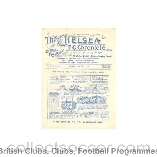 1921 - Chelsea v Middlesbrough official programme 30/04/1921
