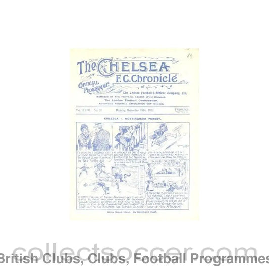 1922 - Chelsea v Nottingham Forest official programme 25/12/1922