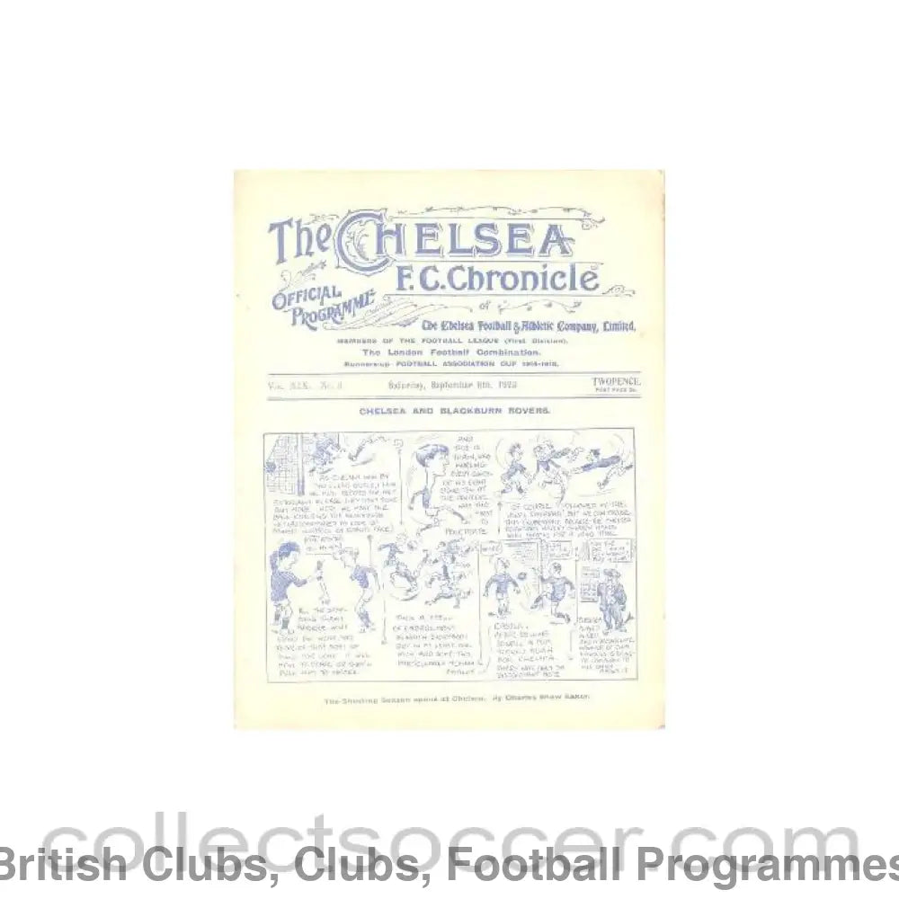 1923 - Chelsea v Aston Villa official programme 08/09/1923