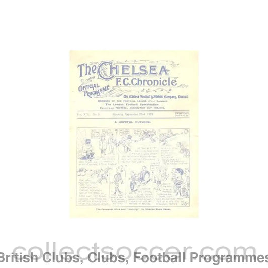 1923 - Chelsea v Sheffield United official programme 22/09/1923