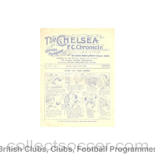 1923 - Chelsea v Tottenham Hotspur official programme 27/08/1923
