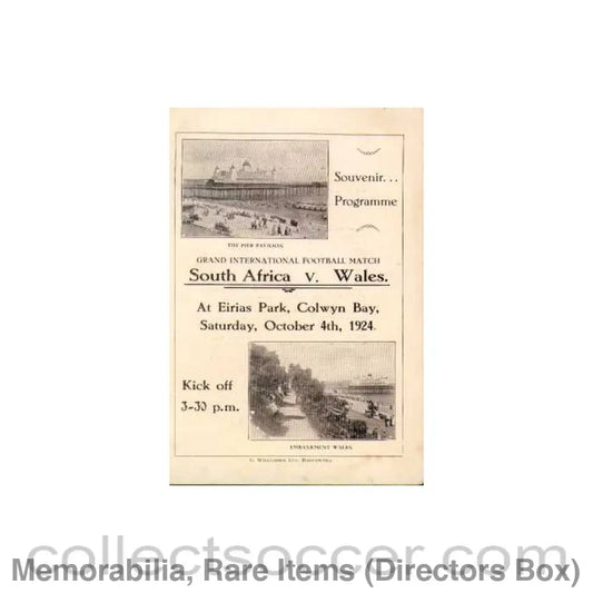 1924 - Wales v South Africa 1924 Rare Programme