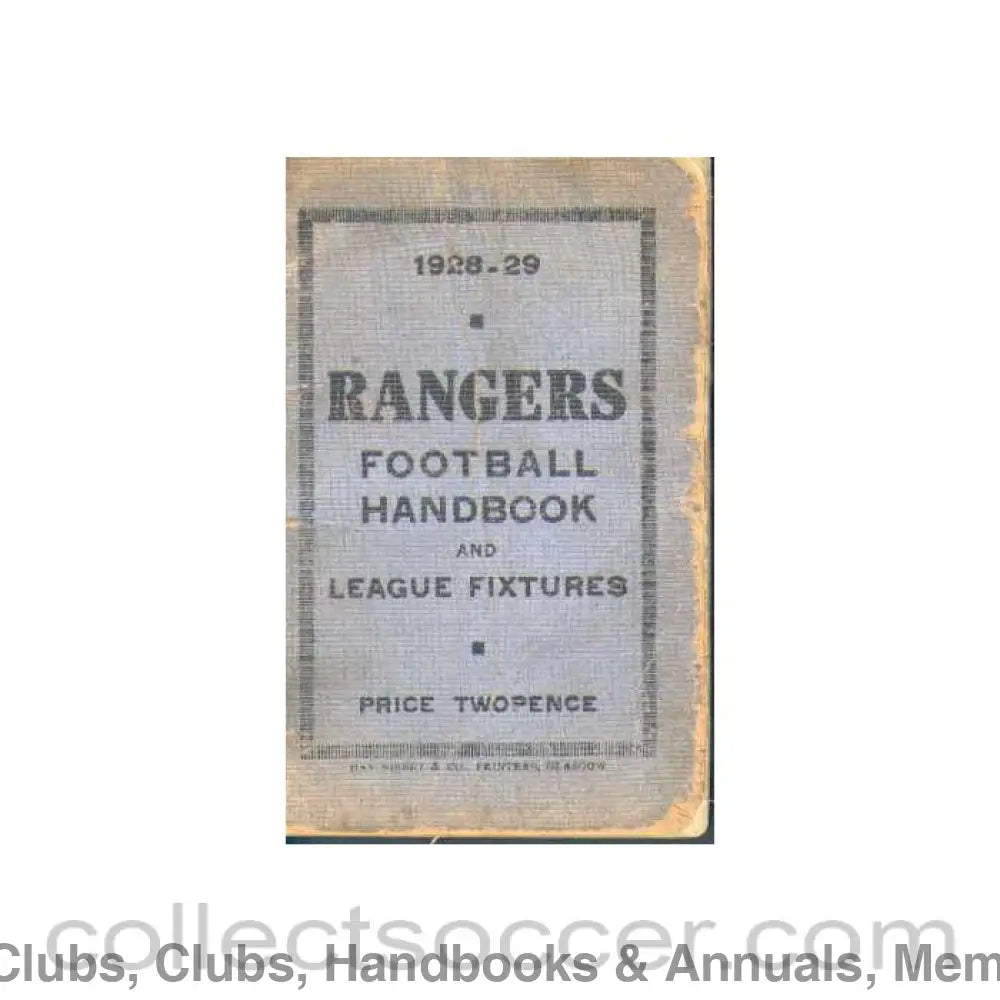 1928 - Glasgow Rangers Handbook 1928-1929 Very Rare!