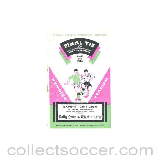 1928 FA Cup Final Programme + Original Newspaper Cuttings Blackburn Rovers v Hudddersfield Town