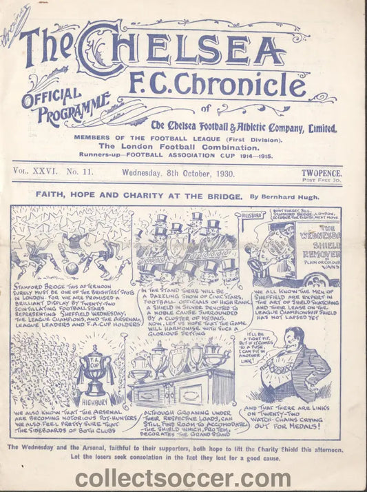 1930 Charity Shield At Stamford Bridge Arsenal v Sheffield Wednesday