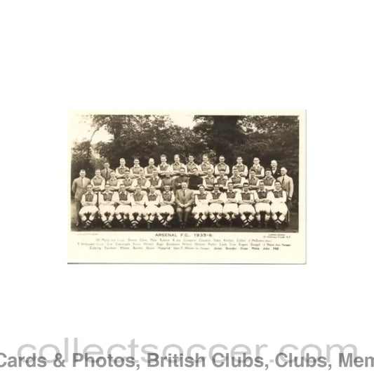 1935 - Arsenal team photograph postcard of Season 1935-1936