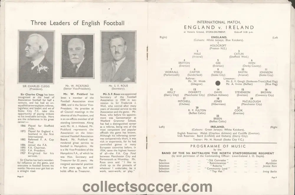 1936 At Stoke City England v Northern Ireland Football Programme