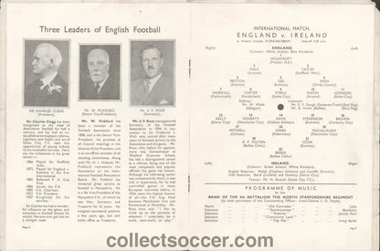 1936 At Stoke City England v Northern Ireland Football Programme