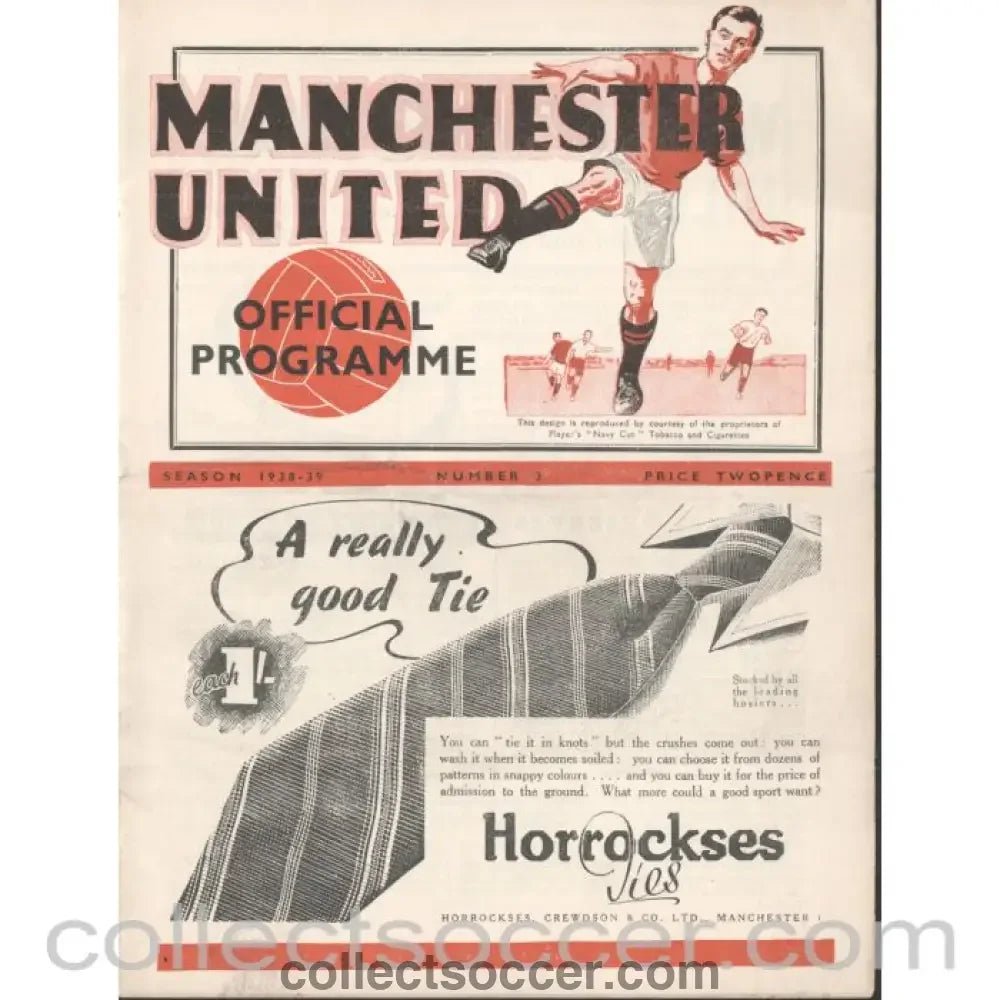 1938 - Manchester United v Chelsea Official Programme 24/09/1938 - Collect Soccer