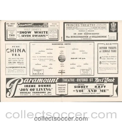 1938 - Manchester United v Chelsea Official Programme 24/09/1938 - Collect Soccer