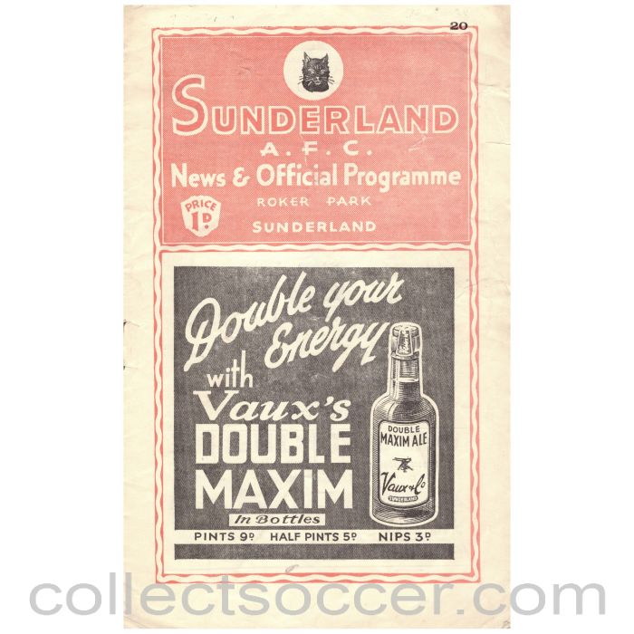 1938 Sunderland v Aston Villa Official Programme 26/12/1938