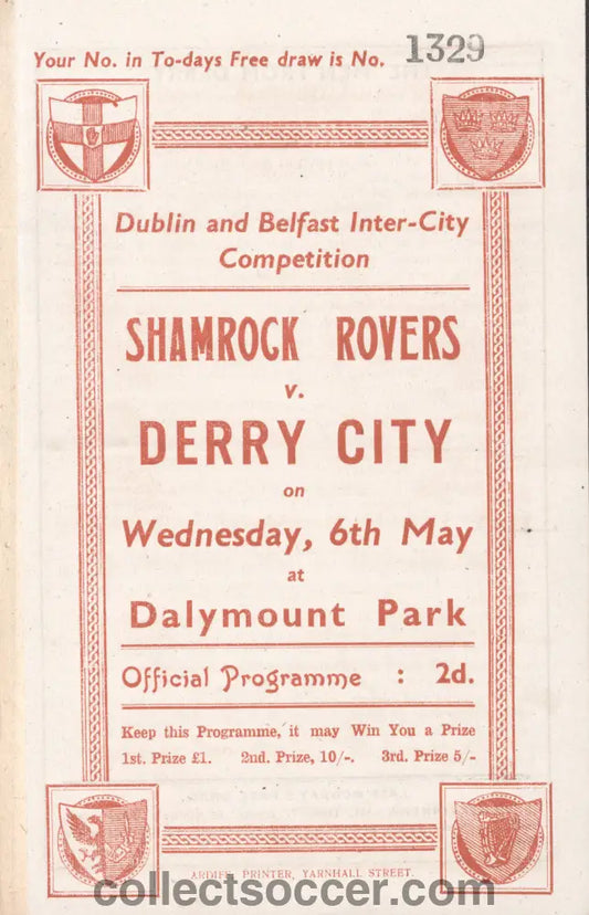 1942 Shamrock Rovers v Derry City Programme