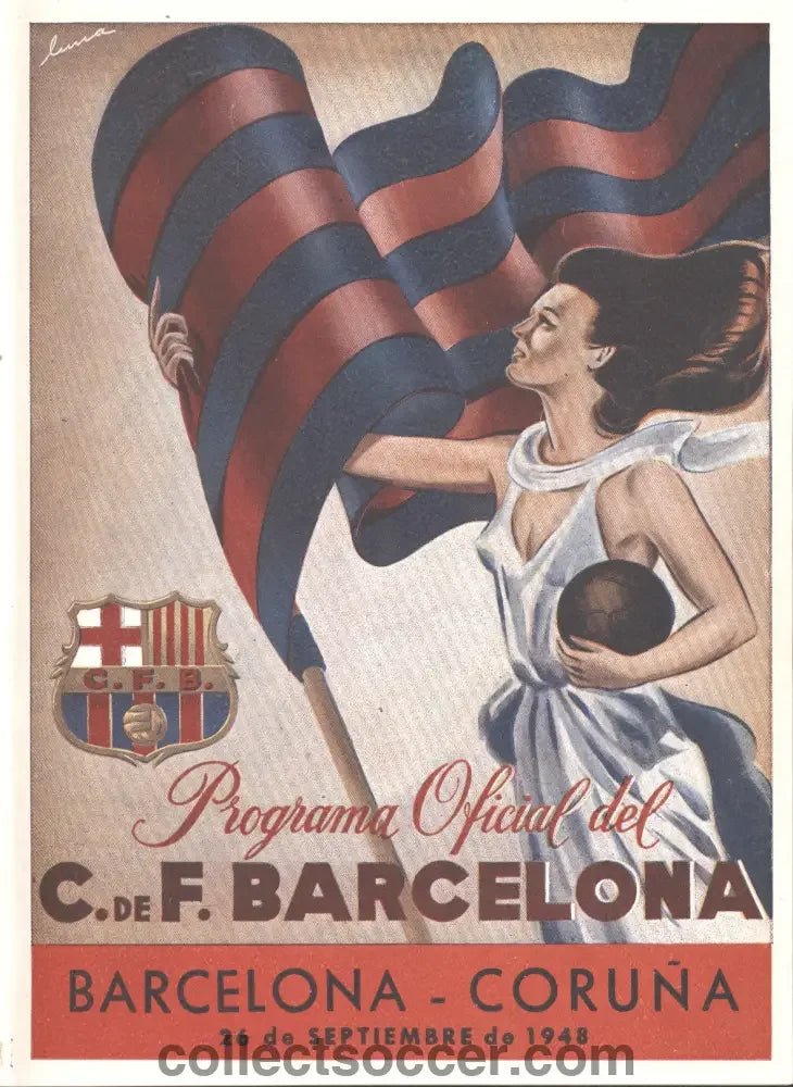 1948 Barcelona v Coruna Football Programme 26/9/1948 - Collect Soccer