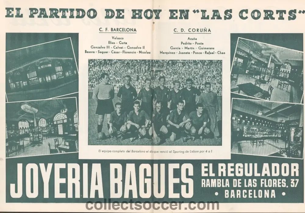 1948 Barcelona v Coruna Football Programme 26/9/1948 - Collect Soccer