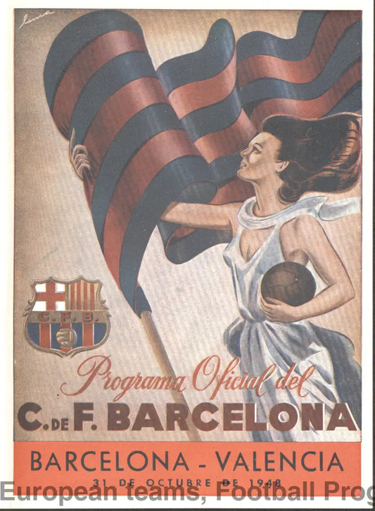 1948 Barcelona v Valencia Football Programme 31/10/1948