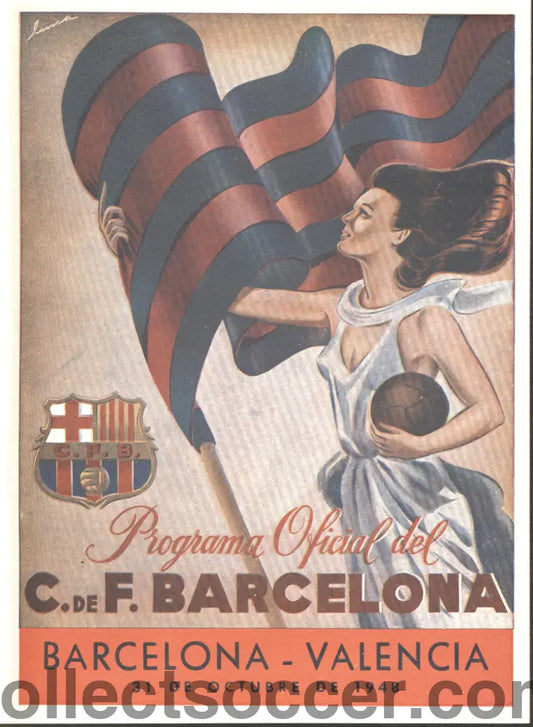 1948 Barcelona v Valencia Football Programme 31/10/1948