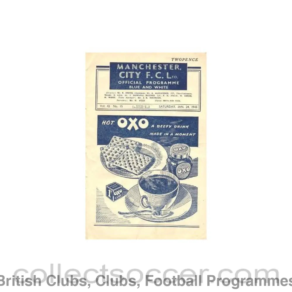 1948 - Manchester City vChelsea official programme 24/01/1948