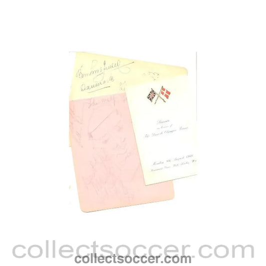 1948 Olympics Menu of dinner in honour of the Danish Team autographed by four members with two loose album pages with