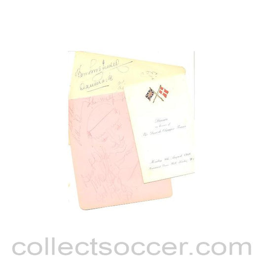 1948 Olympics Menu of dinner in honour of the Danish Team, autographed by four members with two loose album pages with further autographs