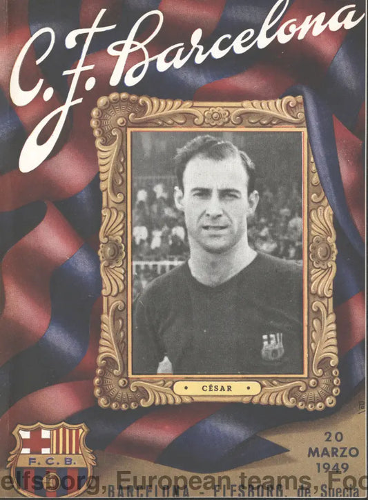 1949 Barcelona v Elfsborg Friendly Programme 20/3/1949
