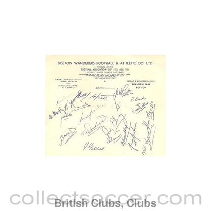 1949 - Bolton Wanderers Athletic Players Signatures Facsimile Season 1949-1950
