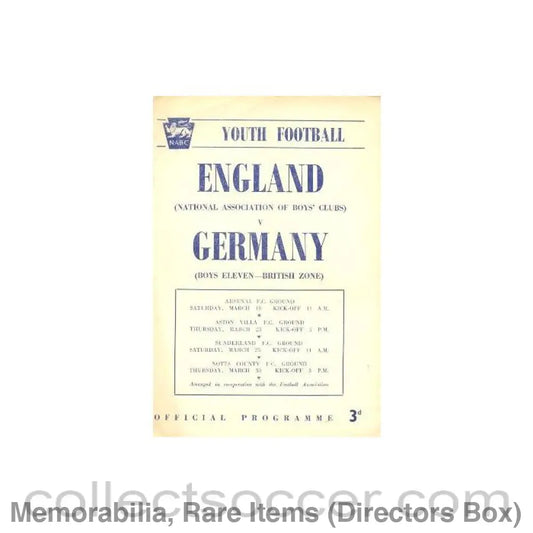 1949 - England v Germany Youth Football official programme 1949