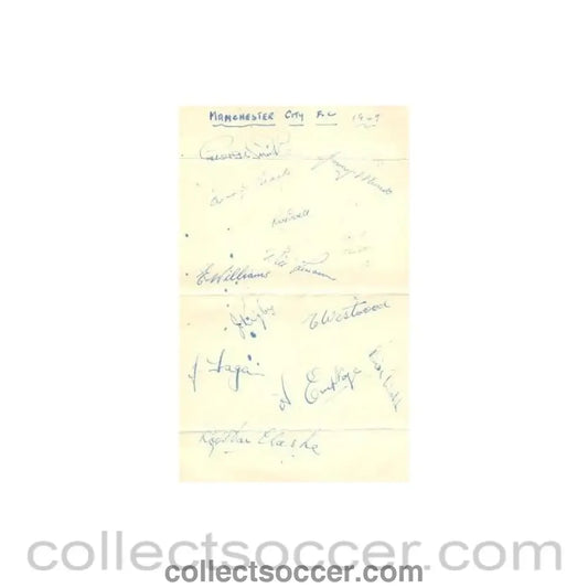 1949 - Signed on the back Manchester City menu of 26/08/1949