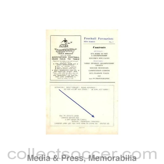 1951 - Football Favourites magazine New Series No: 3 of Season 1951-1952