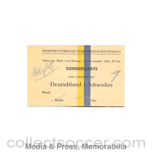 1951 - Germany v Sweden pass 21/11/1951