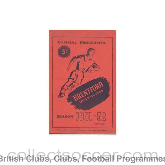 1952 - Brentford v Blackburn Rovers official programme 26/04/1952