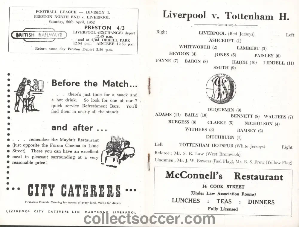 1952 Rare Liverpool v Tottenham Hotspur Director's Issue Programme 19/4/1952 - Collect Soccer
