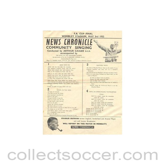 1952 FA Cup Final News Chronicle Song Sheet