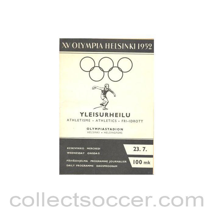 1952 XVth Olympiad Helsinki, Finland 1952 official programme 23/07/1952
